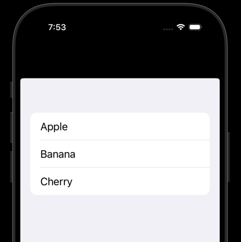 SwiftUI List with Three Items