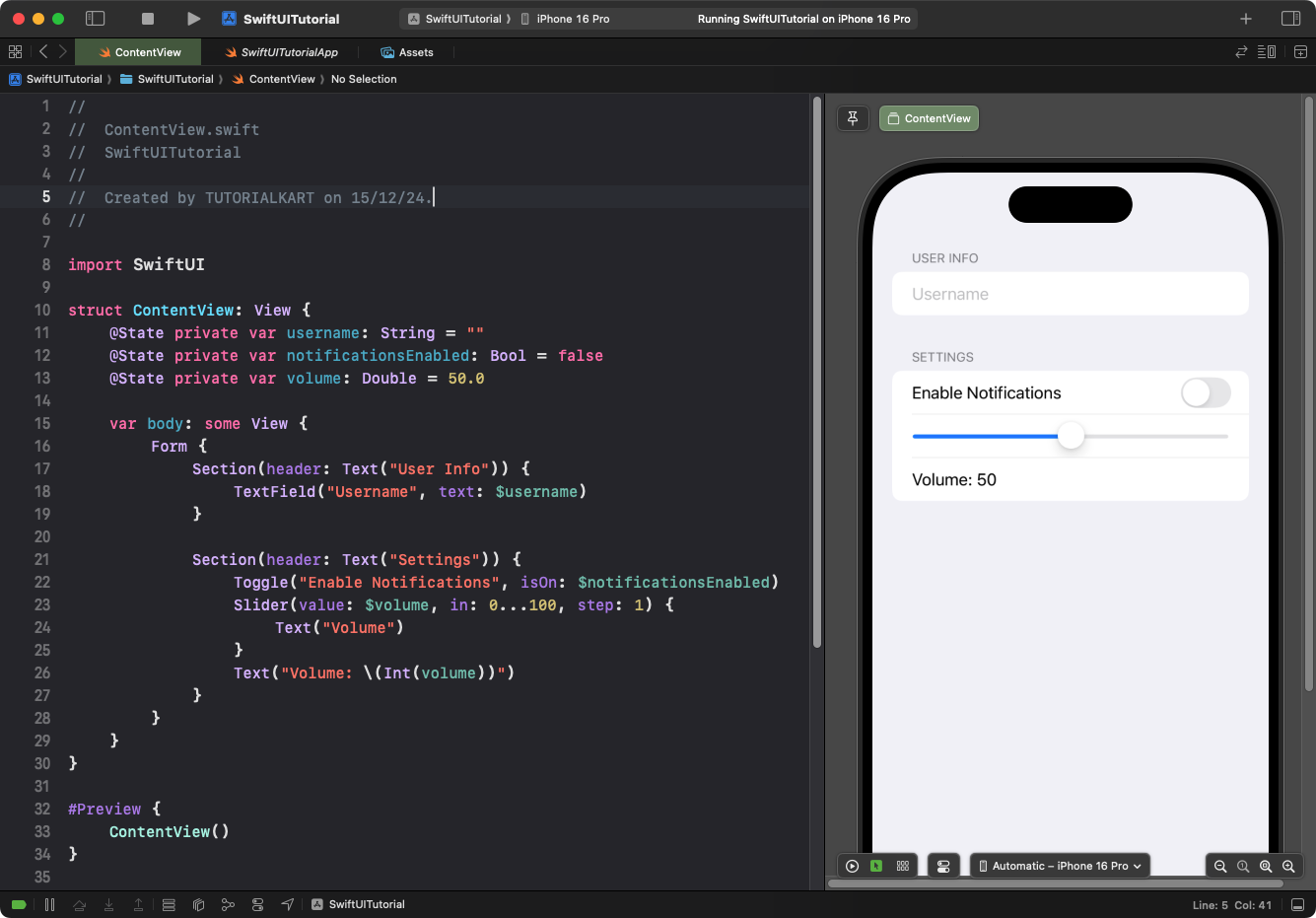 SwiftUI Form - Example for Simple Form