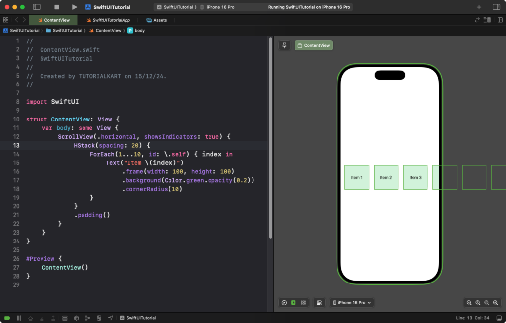 SwiftUI ScrollView - Example for Horizontal Scrolling