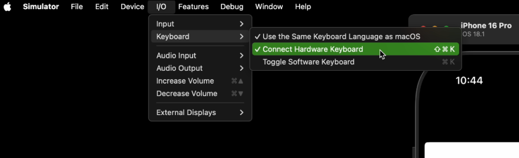 Step 1: Unselect Connect Hardware Keyboard