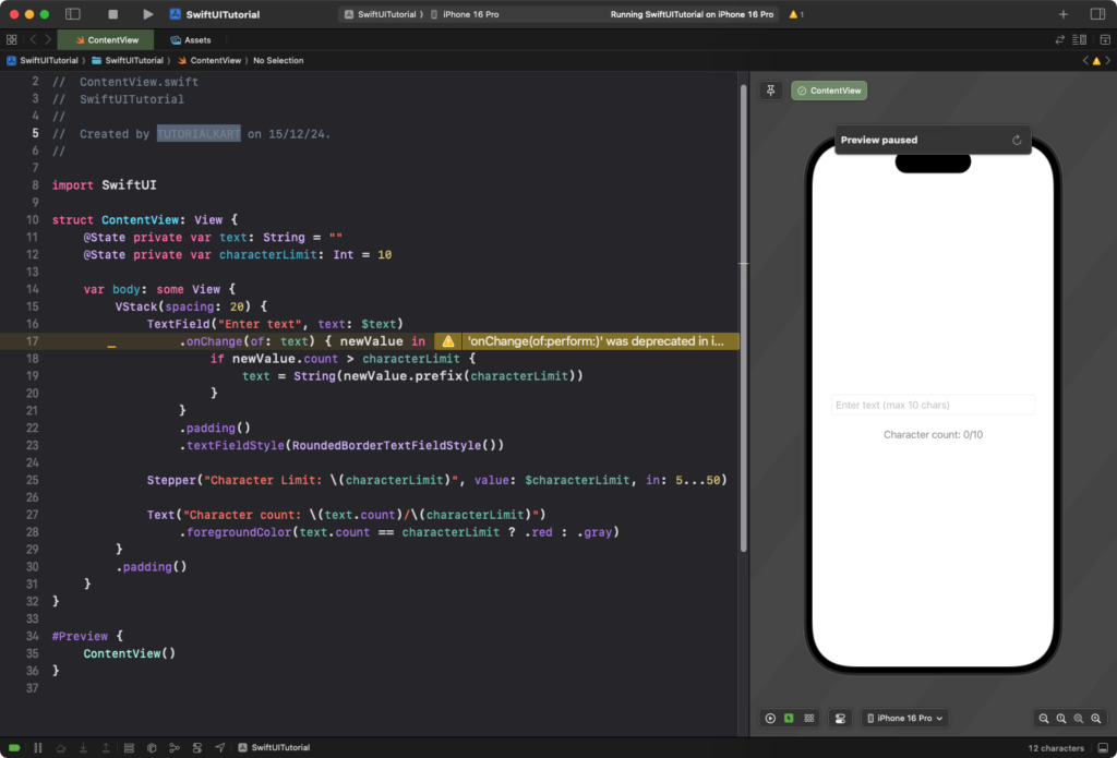 SwiftUI - Example for TextField set with dynamic Character Limit