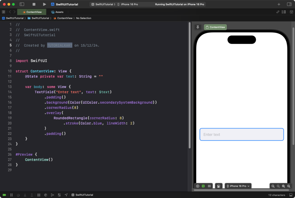 SwiftUI - TextField Background Color - Example for Custom Background with Border