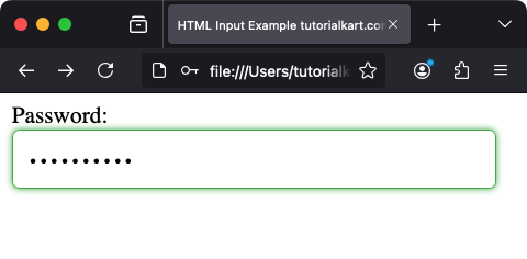 HTML Input Password Example - Styling Password Fields