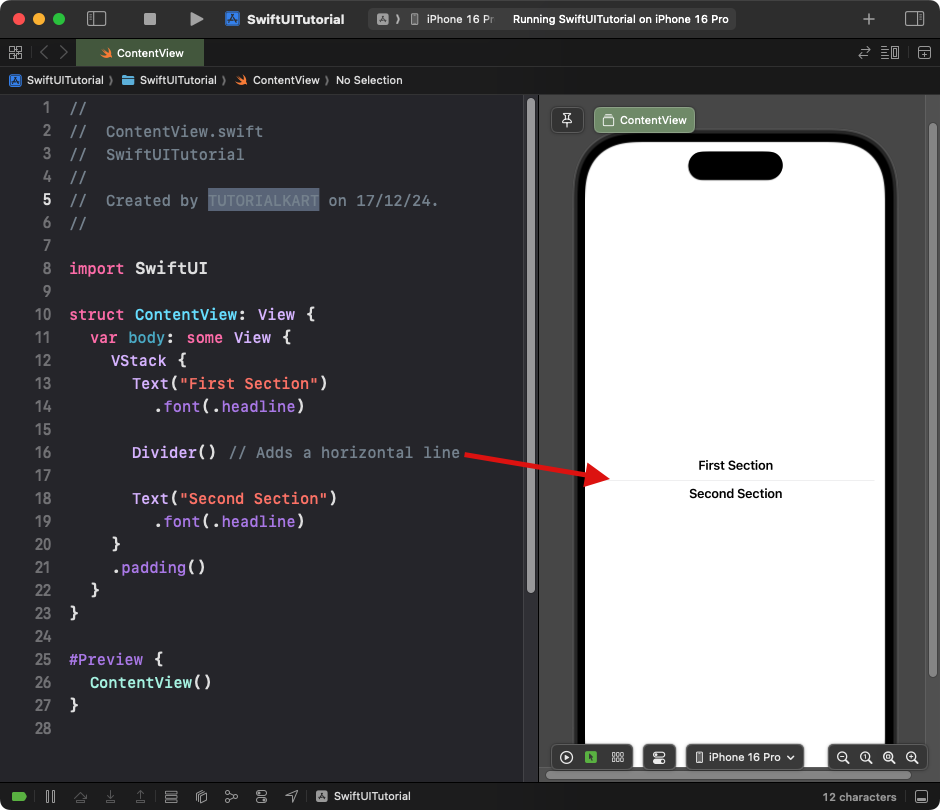 Basic Divider in SwiftUI