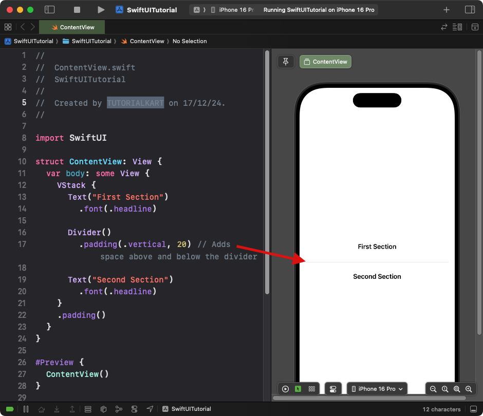 Divider with Padding in SwiftUI