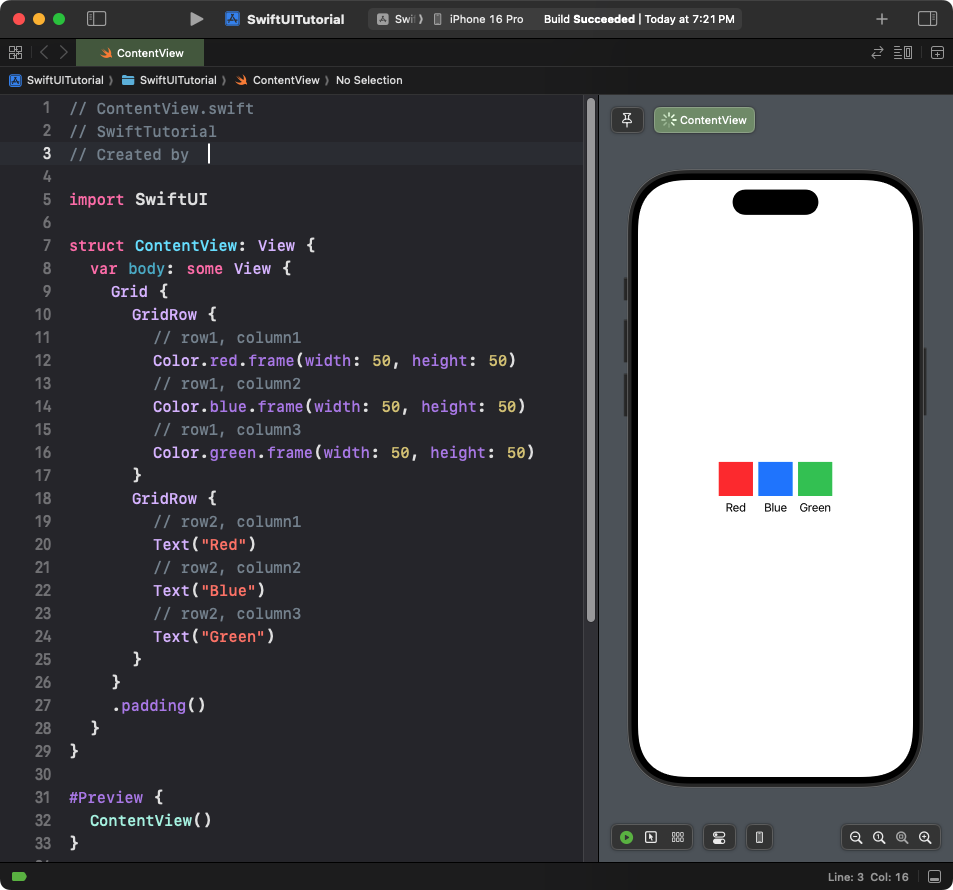 Example for Basic Grid with Static Content