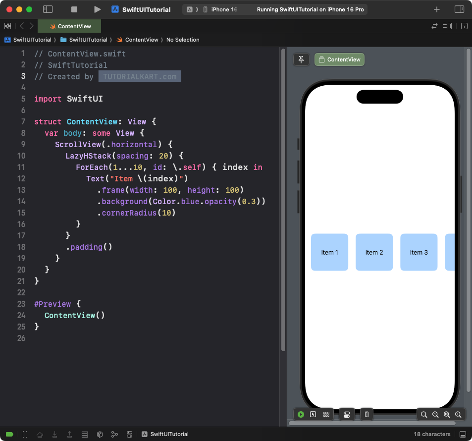 Example for Basic LazyHStack with Static Content