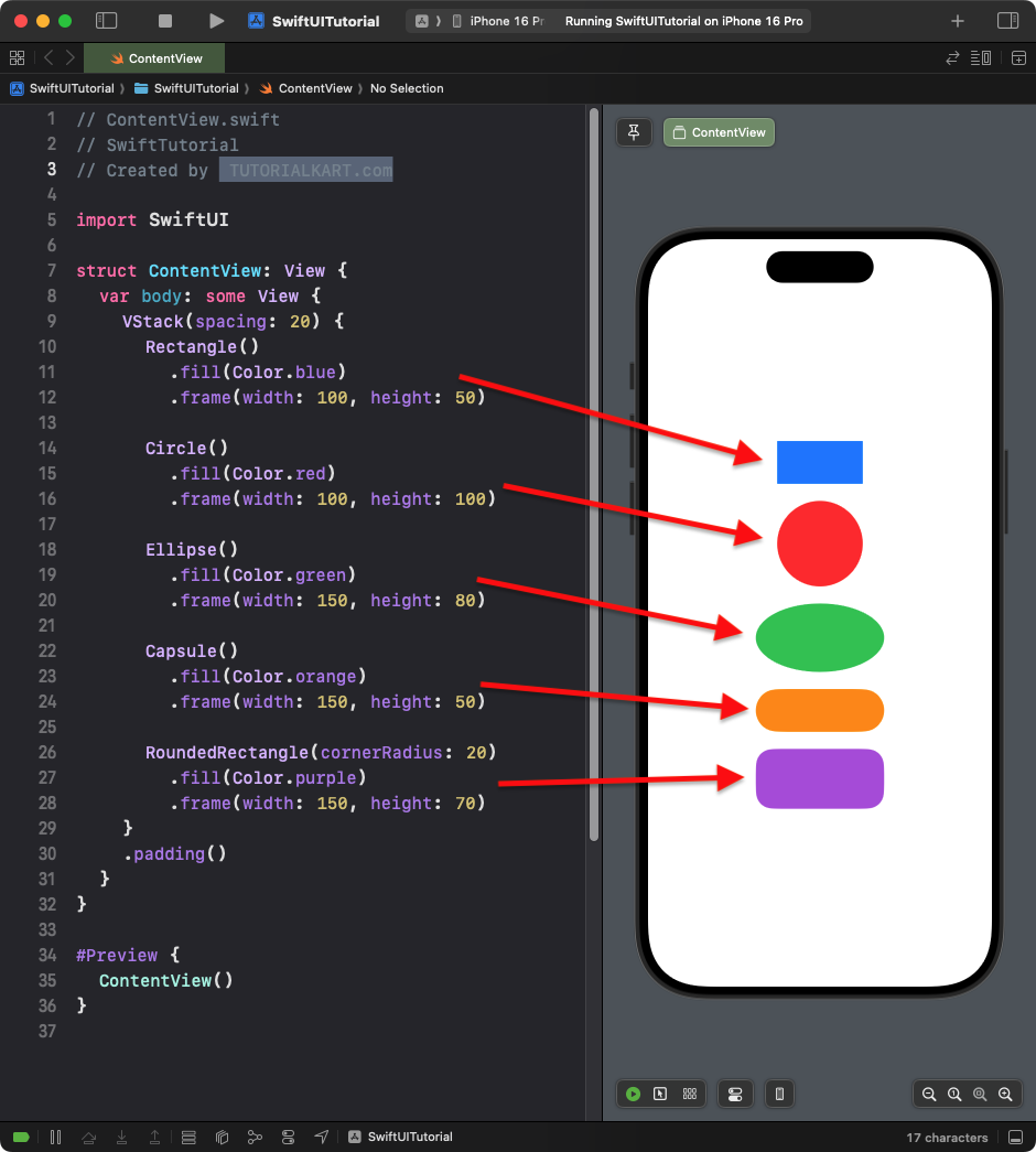 Example for Basic Shapes in SwiftUI