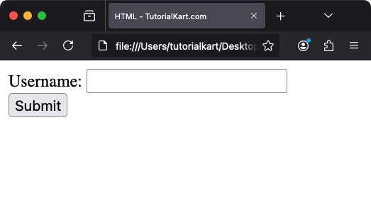 HTML Form Basic Example with an Input Text Field and Submit Button