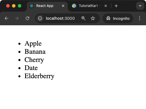 React Lists - Example for Rendering a Simple List