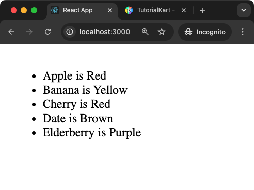 React Lists - Example for Rendering a List of Objects