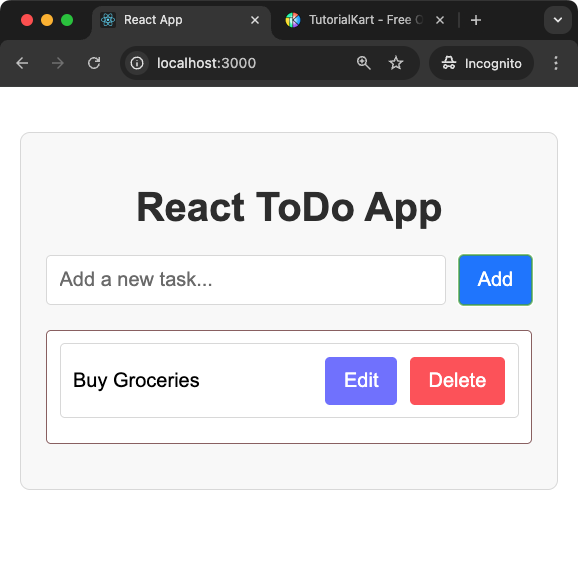 ToDo App - Item Added to Todo List