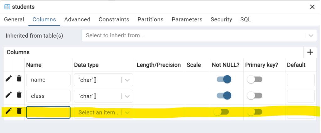 PostgreSQL - Add Columns to a Table in pgAdmin - Step 4: Add a New Column