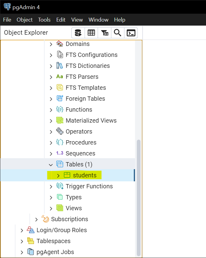 Step 2: Locate the Table in pgAdmin