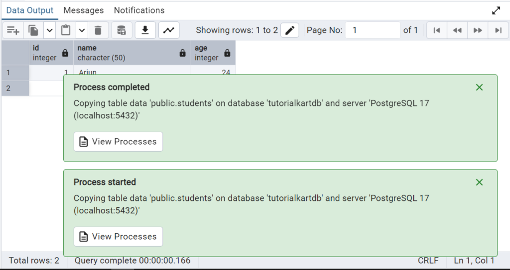 PosgreSQL - Export a Table in pgAdmin - Step 5: Exported Table Data