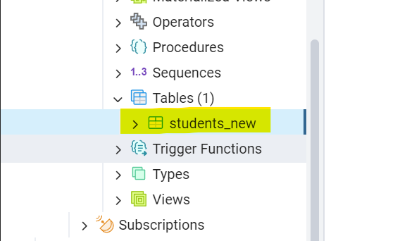 Step 5: Verify the Renaming of Table in pgAdmin