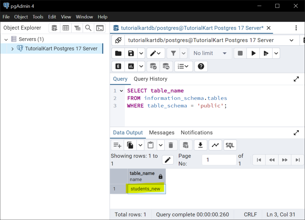 Step 5: Verify the Renaming using SQL Query