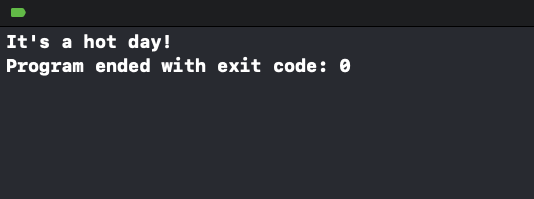 Swift Example Output for using comparison operators in conditional statements