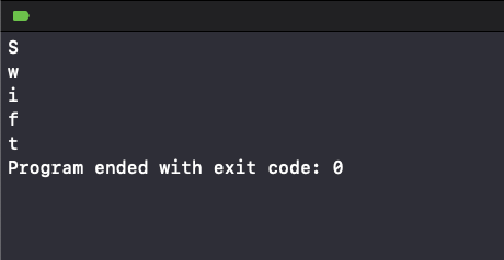 Output of Swift Example for Iterating Over Characters