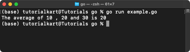 Go Example to find the Average of Three Numbers Using Variables