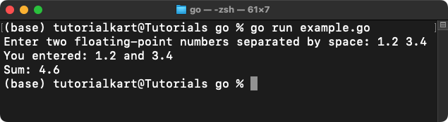 Go Example to Read Multiple Float Inputs from Console