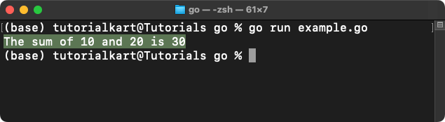 Go Example to Find the Sum of Two Numbers Using Variables