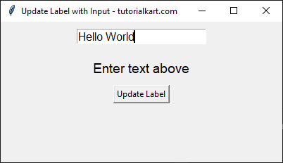 Updating Label Text with User Input in Tkinter Python