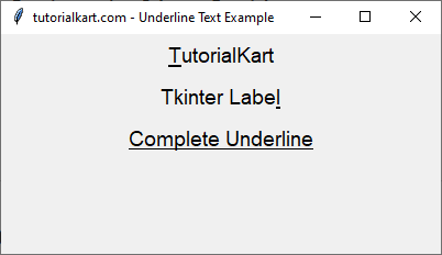 Underlining Multiple Labels in Tkinter Python