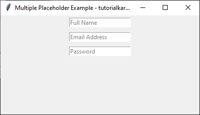 Multiple Entry Widgets with Different Placeholders in Tkinter Python