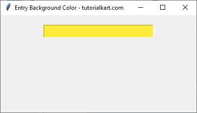 Setting Background Color for Entry Widget Using Hex Code - Yellow color