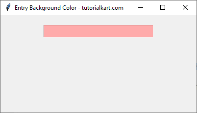 Setting Background Color for Entry Widget Using 4-bit Per Color Hex Code - Light Red Color