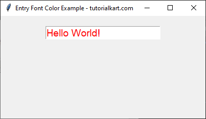 Setting Font Color for Entry Widget Using 4-bit Per Color Hex Code - red color