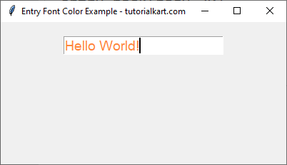 Setting Font Color for Entry Widget Using 8-bit Per Color Hex Code in Tkinter Python - Orange Color