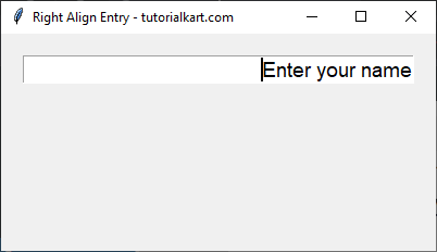 Right Aligning Text in Entry Widget - With Default Text