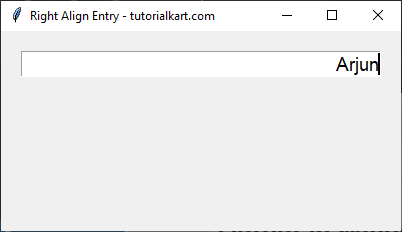 Right Aligning Text in Entry Widget - With Text Entered by User