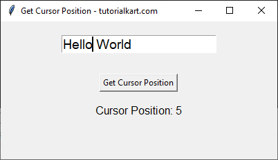 Get Cursor Position on Button Click in Tkinter Python - Cursor Position after Moving the cursor to a specific position using mouse