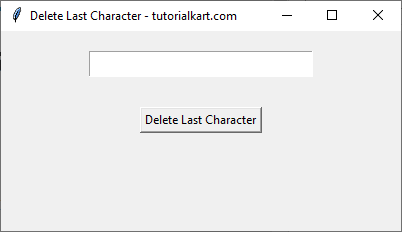 Delete Last Character in Entry Widget Using a Button in Tkinter Python - Initial Screen