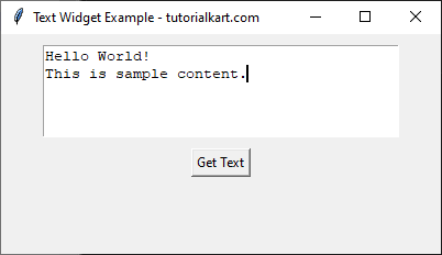 Retrieving Text from the Text Widget in Tkinter Python