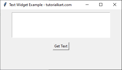 Getting Text from Text Widget on Button Click in tkinter Python - Initial Screen