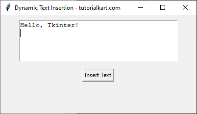 Setting a Value in Text Widget Dynamically Using a Button in Tkinter Python - Screenshot after clicking the button