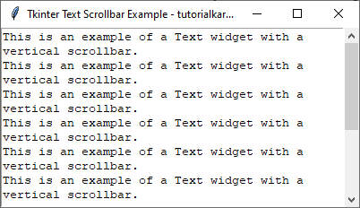 Adding a Vertical Scrollbar to a Text Widget in Tkinter Python