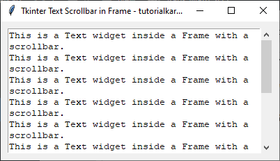 Adding Scrollbar Inside a Frame for Text Widget in Tkinter Python