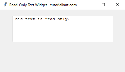 Example for Setting a Default Value in Text Widget and Making It Read-Only in Tkinter Python