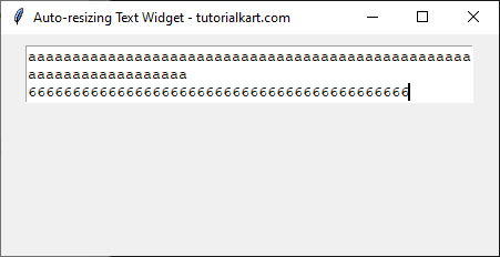 Example for Auto-resizing Text Widget Based on Character Count - Screen after entering more than 40 characters in a line
