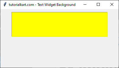 Example for Setting Background Color for Text Widget Using a Standard Color Name like Yellow