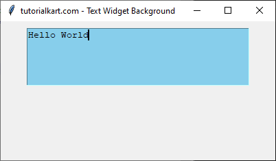 Example for Setting Background Color for Text Widget Using Hex Code for a Light Blue Color in Tkinter Python