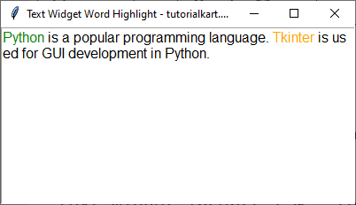Example for Highlighting Specific Words in a Paragraph in Text Widget in Green and Orange Colors