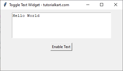 text widget is disabled