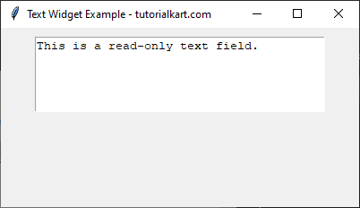 Example for Creating a Disabled Text Widget with a Default Value in Tkinter Python