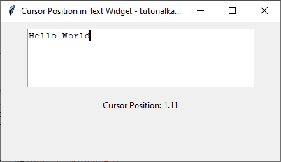 Typing text in Text Widget, and the Current position of the cursor is updated in real time